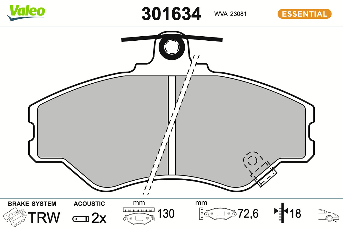 Jeu de 4 plaquettes de frein VALEO ref. 301634